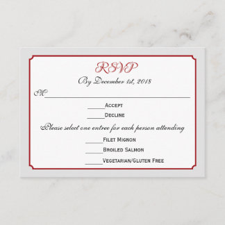 December Holiday Wedding RSVP Response with Menu