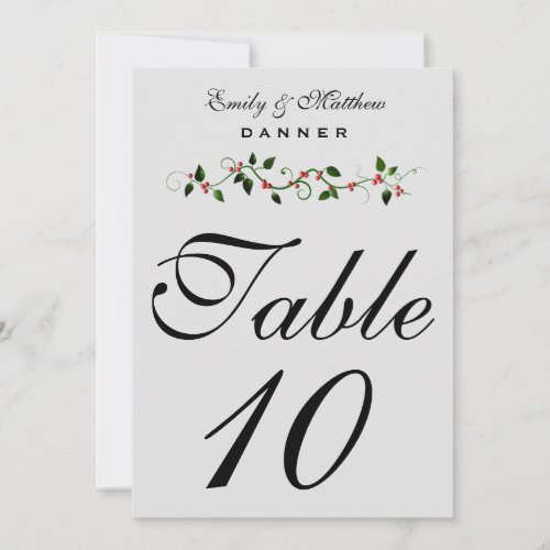 December Holiday Wedding Table Number 5X7