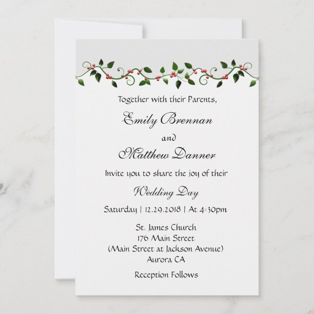December Holiday Winter Wedding Casual Invitation (Front)