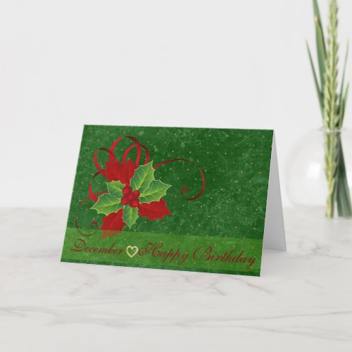 December Holly Language of Flowers Birthday Card