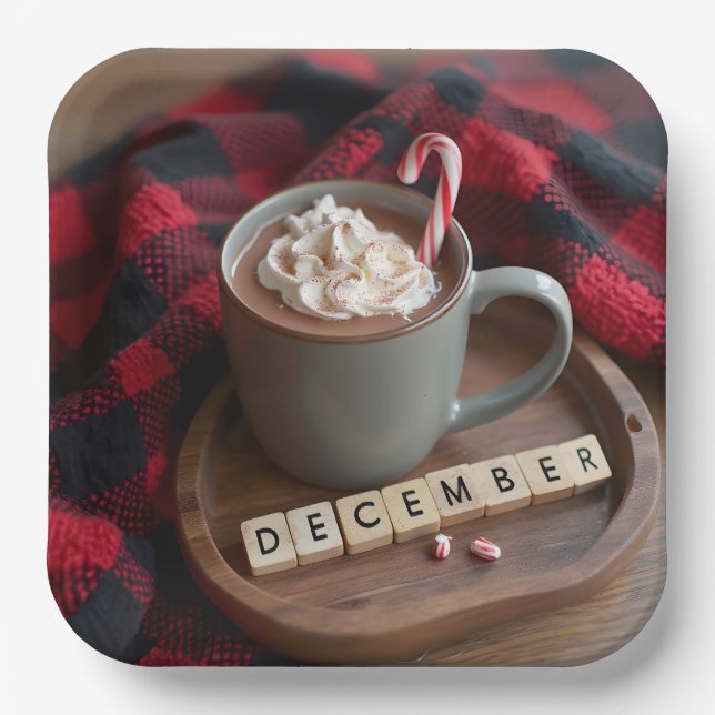 December Hot Chocolate Paper Plates (Front)