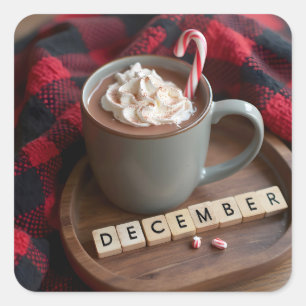 December Hot Chocolate Square Sticker