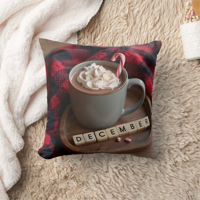 December Hot Chocolate Throw Pillow (Blanket)