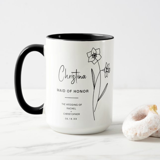 December Maid of Honor | Jonquil Birth Flower Mug (With Donut)