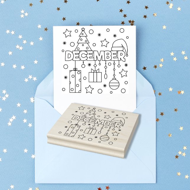 December Month Christmas Season Coloring Page Rubber Stamp (Creator Uploaded)