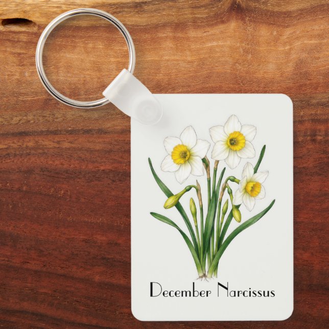 December Narcissus Flowers Keychain (Front)