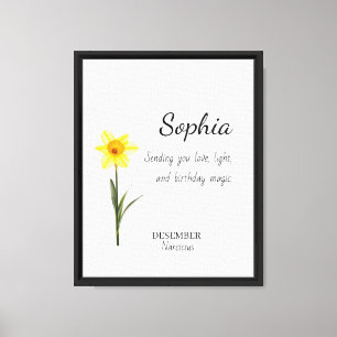 December Narcissus Personalized Birthday Canvas Print