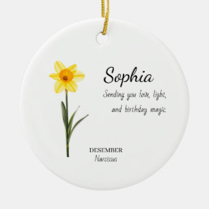 December Narcissus Personalized Birthday Ceramic Ornament
