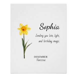 December Narcissus Personalized Birthday Poster