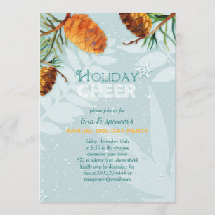 December Pine Cones Holiday Party Invitation