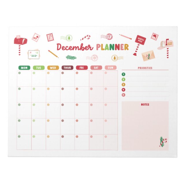 December Planner Christmas Calendar Notepad (Front)
