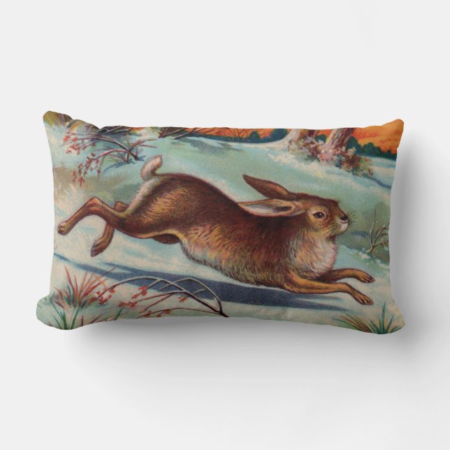 December Rabbit Lumbar Pillow (Front)