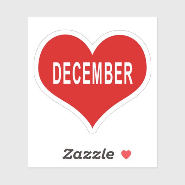 DECEMBER Red Love Heart Vinyl Sticker (Sheet)