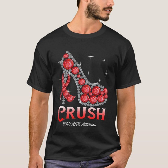 December Red Ribbon High Heel Warrior HIV AIDS Awa T-Shirt (Front)