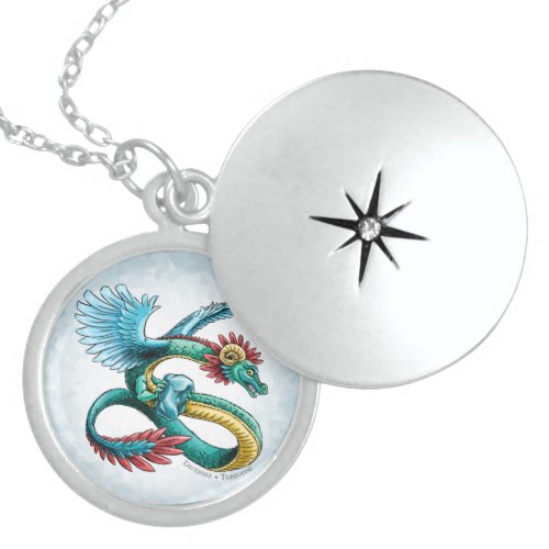 Decembers Birthstone Dragon Turquoise Locket Necklace