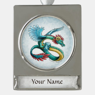 December’s Birthstone Dragon: Turquoise Silver Plated Banner Ornament
