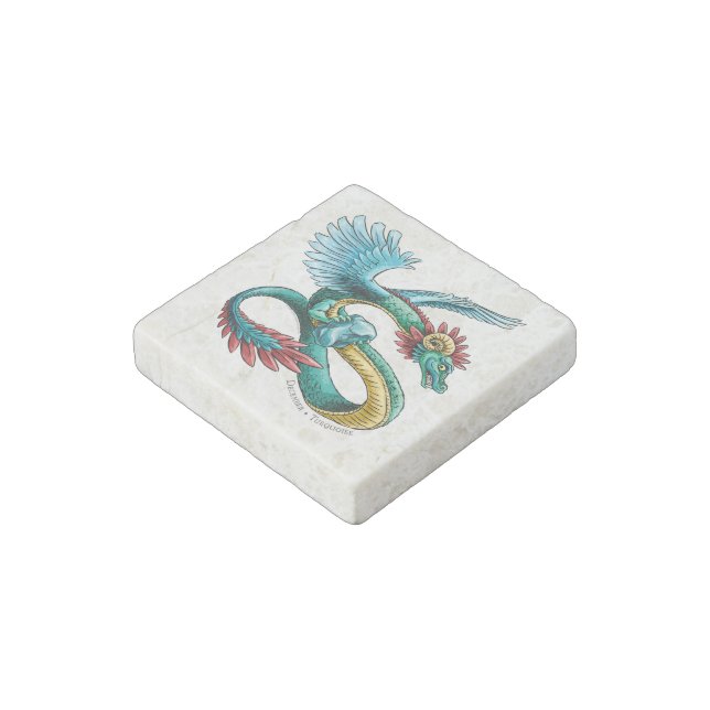 December’s Birthstone Dragon: Turquoise Stone Magnet (Angled)
