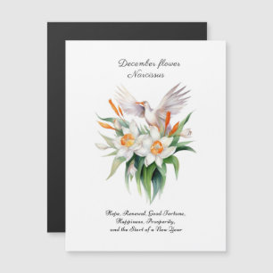 December’s Narcissus Flower with Floral Bird