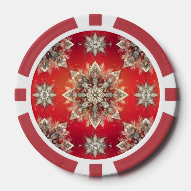 December Snowflakes  Poker Chips (Front)