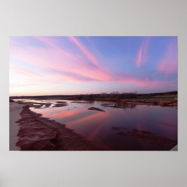 December Sunset, Cimarron River, Oklahoma Poster (Front)