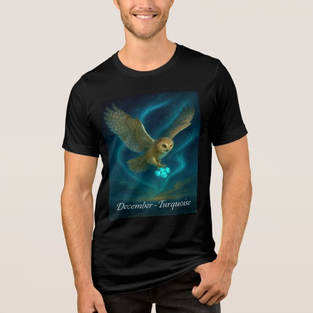 December Turquoise – Celestial Owl Tri-Blend Shirt (Front)