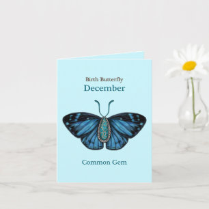 December Turquoise Common Gem Butterfly Art Card