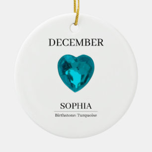 December Turquoise Personalized Birthday  Ceramic Ornament