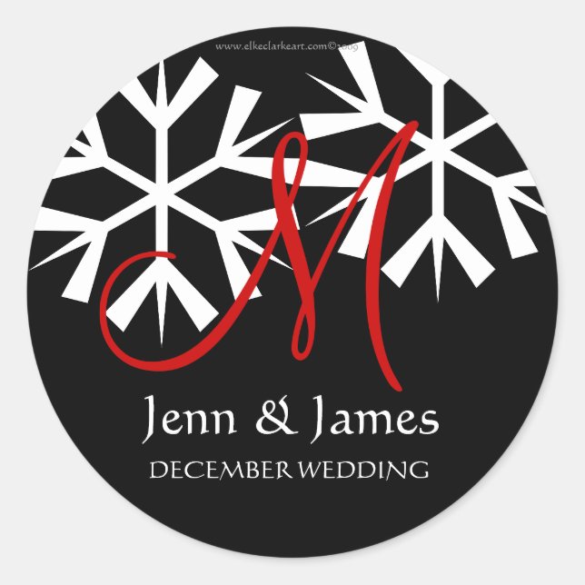 December Wedding Announcement Monogram M Seal (Front)