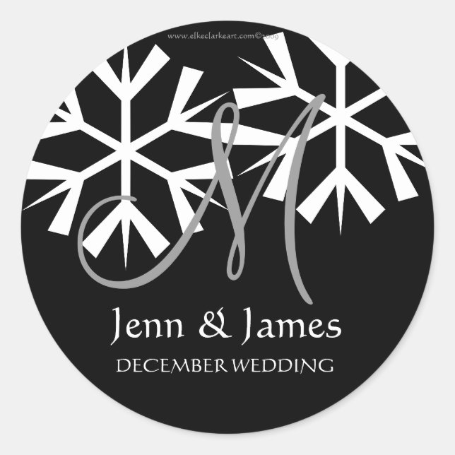 December Wedding Announcement Monogram M Seal (Front)