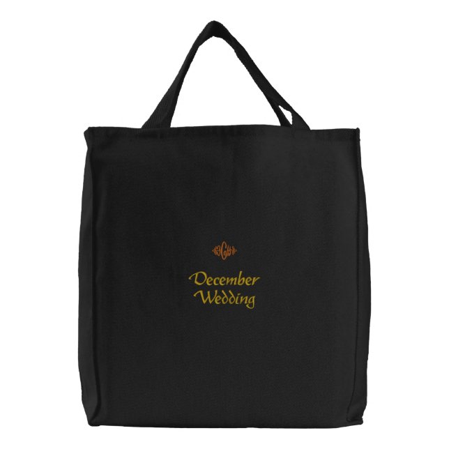 December Wedding Black Embroidered Bag (Front)