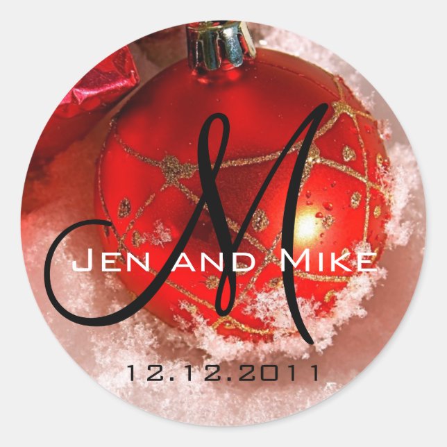 December Wedding Monogram Invitation Sticker (Front)
