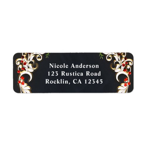 December Winter Wedding Holly Berry Floral Elegant Label