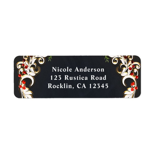 December Winter Wedding Holly Berry Floral Elegant Label (Front)