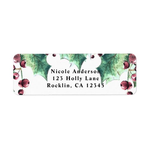 December Winter Wedding Holly Berry Holiday Label