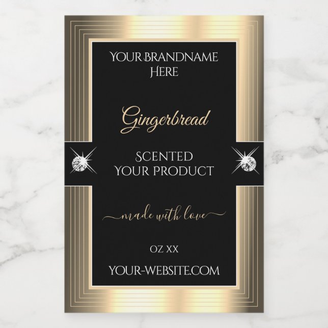 Decent Black Golden Shiny Brilliants Product Label (Single Label)