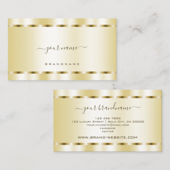 Decent Shimmery Light Golden with Luminous Borders Business Card (Front/Back)