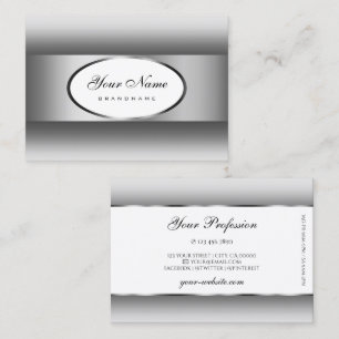 Decent Silver Gray White Ombre Oval Shape Frame Business Card