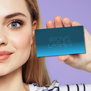 Decent Teal Gradient Softly Mirror Font with Photo Business Card