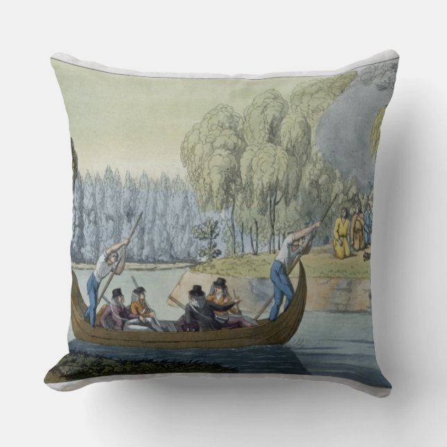 Deception of Captain Wallis by Queen Oberea, plate Throw Pillow (Front)