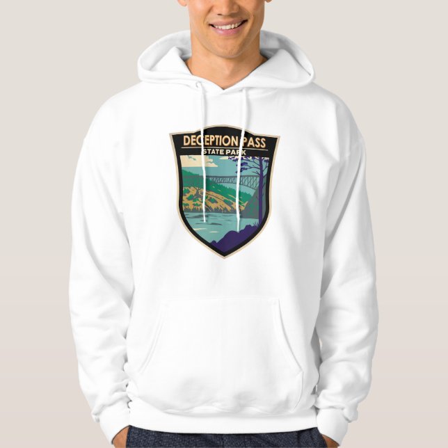 Deception Pass State Park Bridge Washington Badge Hoodie (Front)