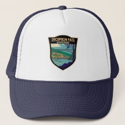 Deception Pass State Park Bridge Washington Badge Trucker Hat
