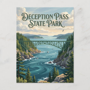 Deception Pass State Park Washington Postcard