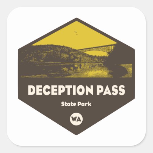 Deception Pass State Park Washington Square Sticker