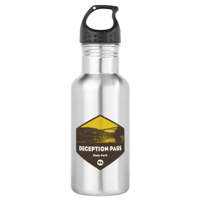 Deception Pass State Park Washington Stainless Steel Water Bottle (Front)