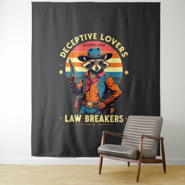 🐾 "Deceptive Lovers, Law Breakers" – Raccoon 🔥🤠 Tapestry (In Situ)
