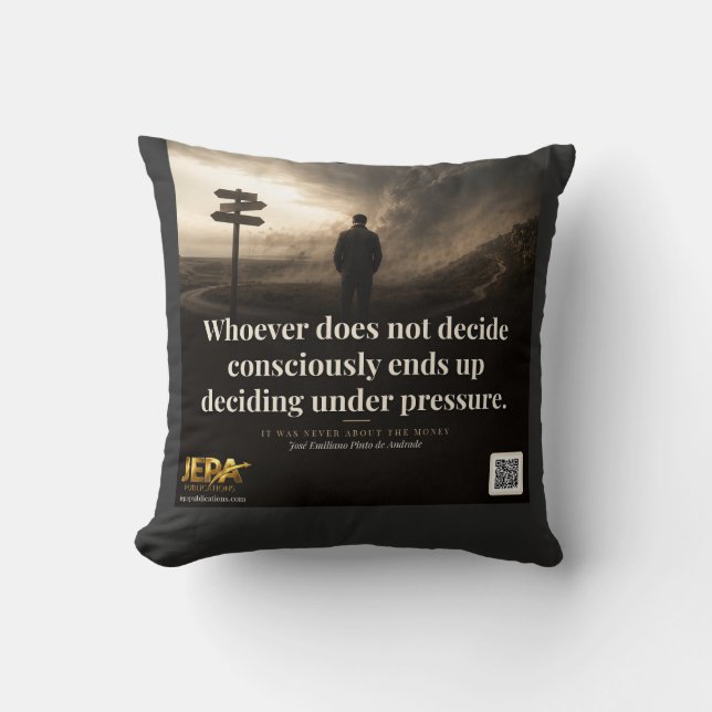 Decide Consciously Book Quote Throw Pillow (Front)