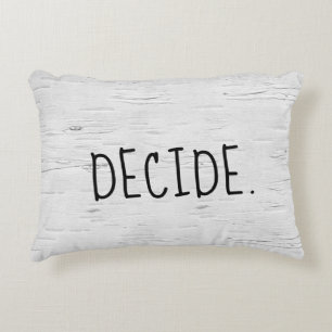 DECIDE Text On Birch Tree  Accent Pillow