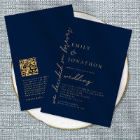 Decided on Forever QR Code Navy Gold Wedding