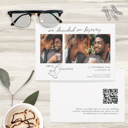 Decided on Forever Script 2 photo QR code Save The Date