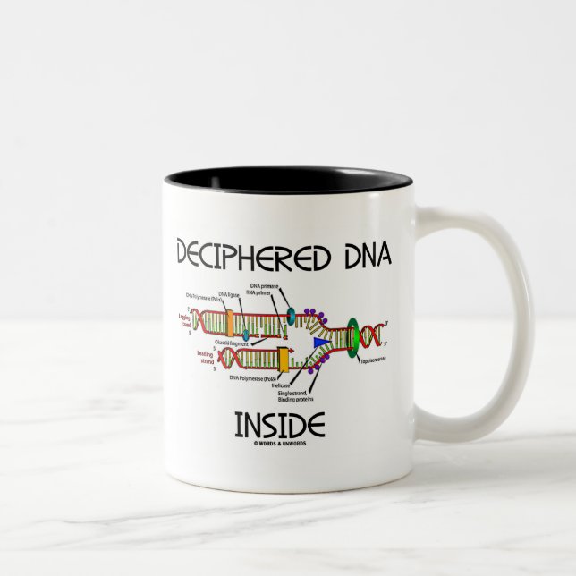Deciphered DNA Inside (DNA Replication Humor) Two-Tone Coffee Mug (Right)